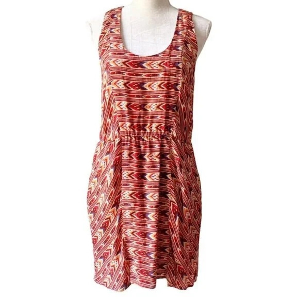 JAMISON Silk Women's Large Aztec‎ Southwestern Print Sleeveless Blouson Dress